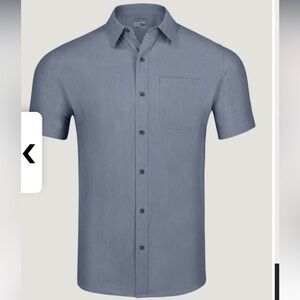 Fresh Clean Threads wedgewood short sleeve stretch button up